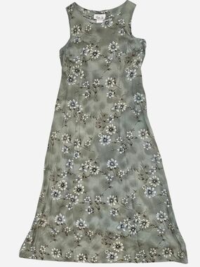 90s Vintage Liza Jo Sage Floral Maxi Dress Corset Tie Back Plus 15/16